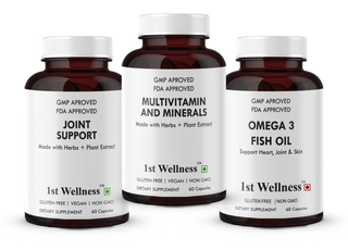 Multivitamin & Minerals + Omega 3 Fish Oil + Joint Support (60 Capsules) - New 1stwellness