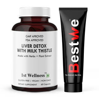 Liver Detox with Milk Thistle (60 Capsules) + Bestwe Delay Gel - New 1stwellness