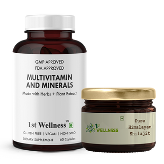 Pure Himalayan Shilajit (20 Gm) + Free Multivitamin Minerals (60 Capsules) - New 1stwellness